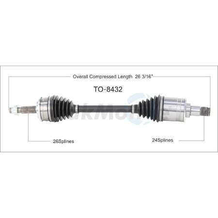 Surtrack Axle Cv Axle Shaft, TO-8432 TO-8432